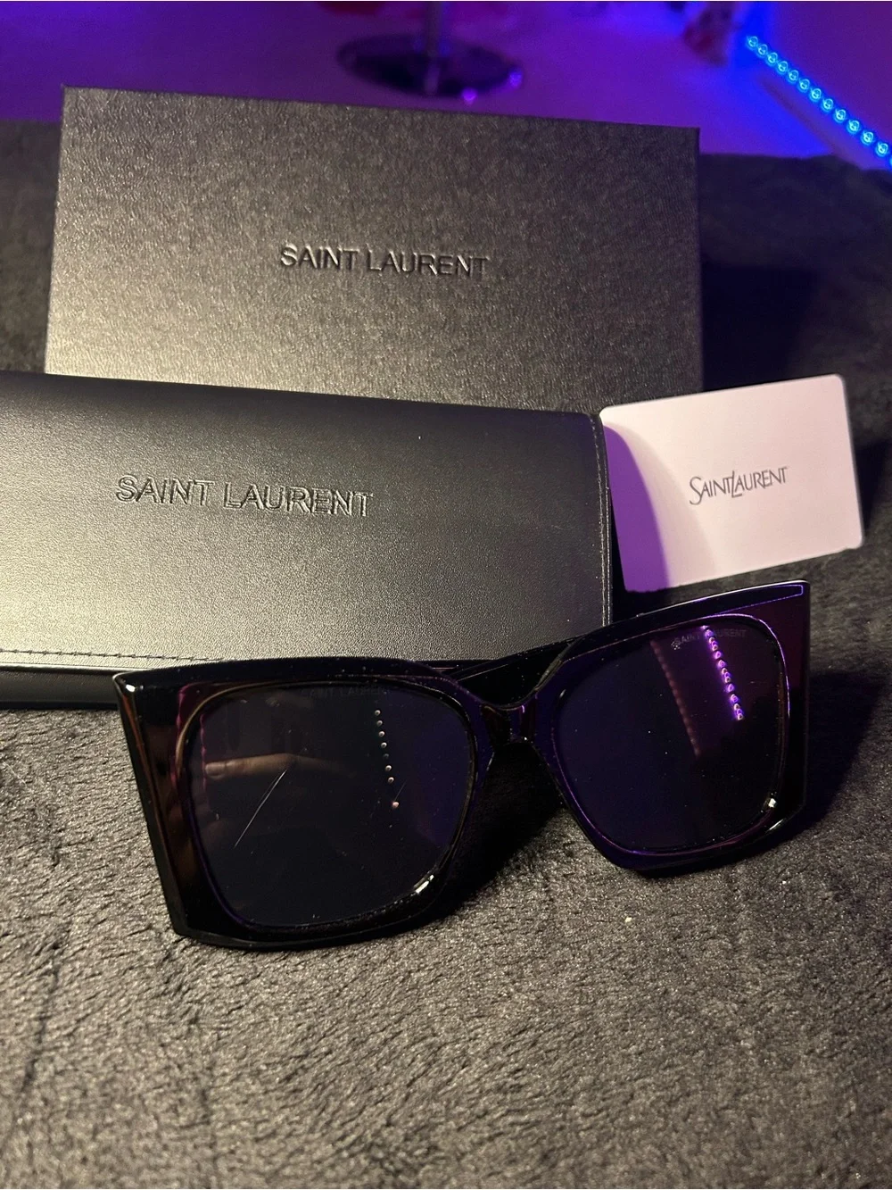 Saint Laurent Black Oversized Logo Shield Sunglasses